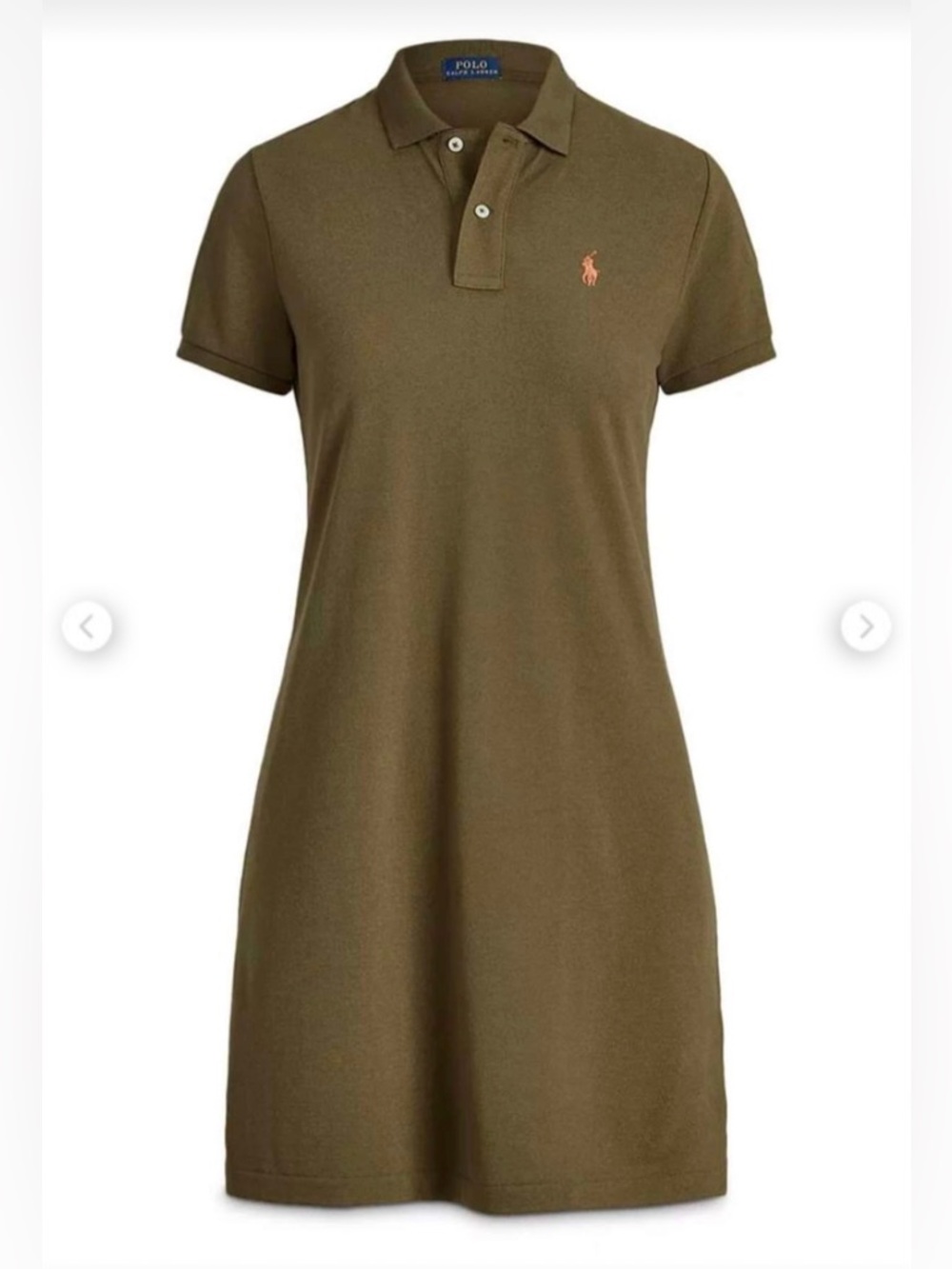 Polo Ralph Lauren Olive Polo Mini Dress with Coral Pony